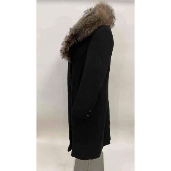 Forstmann Designer Women's Black Overcoat Peacoat Fur- Size Refer Measurements - Picture 2 of 7